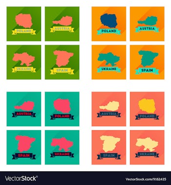 Concept flat icons with long shadow maps countries vector image