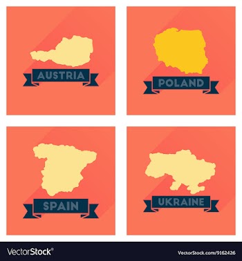 Concept flat icons with long shadow maps countries vector image