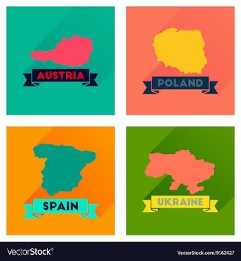 Concept flat icons with long shadow maps countries vector image
