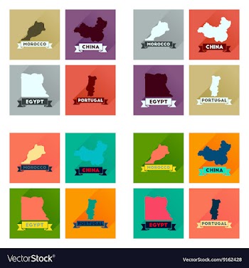 Concept flat icons with long shadow maps countries vector image