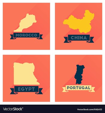Concept flat icons with long shadow maps countries vector image