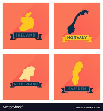 Concept flat icons with long shadow maps countries vector image