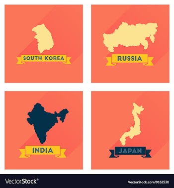 Concept flat icons with long shadow maps countries vector image