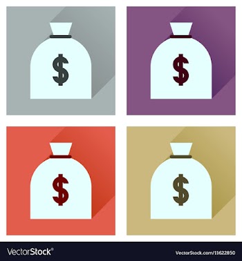 Concept flat icons with long shadow money bag vector image