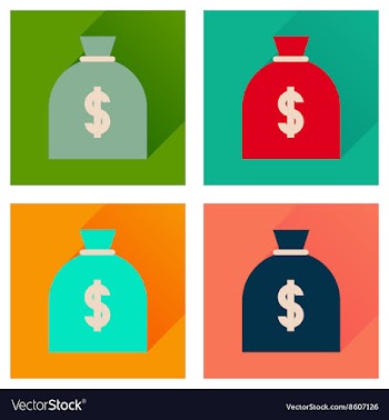 Concept flat icons with long shadow money bag vector image