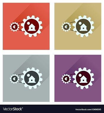 Concept flat icons with long shadow money house vector image