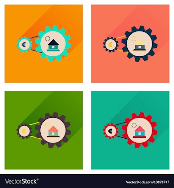 Concept flat icons with long shadow money house vector image
