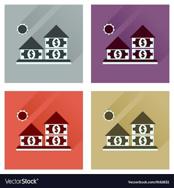 Concept flat icons with long shadow money house vector image