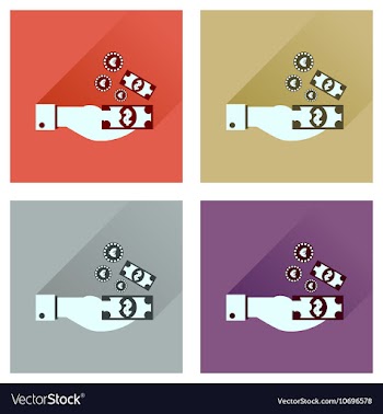 Concept flat icons with long shadow money in hand vector image