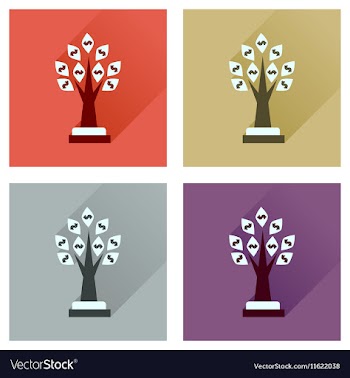 Concept flat icons with long shadow Money Tree vector image