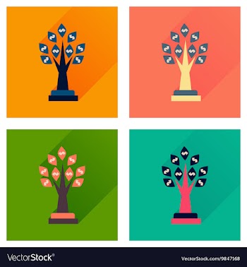Concept flat icons with long shadow Money Tree vector image