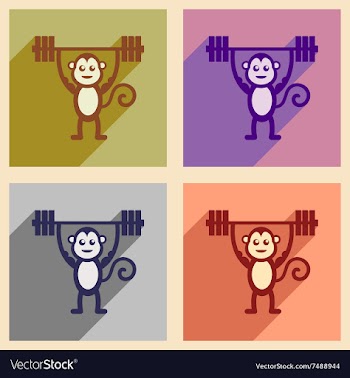 Concept flat icons with long shadow monkey cartoon vector image
