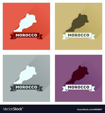 Concept flat icons with long shadow Morocco map vector image