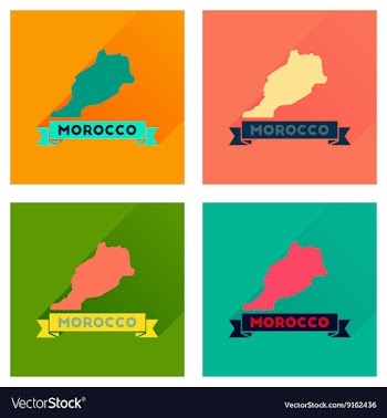 Concept flat icons with long shadow Morocco map vector image