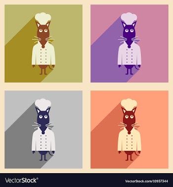 Concept flat icons with long shadow mouse chef vector image