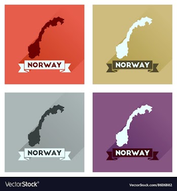 Concept flat icons with long shadow Norway map vector image