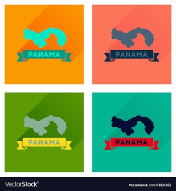 Concept flat icons with long shadow Panama map vector image