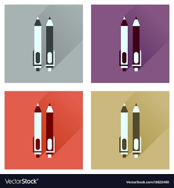 Concept flat icons with long shadow pen and pencil vector image