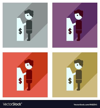 Concept flat icons with long shadow people ATM vector image
