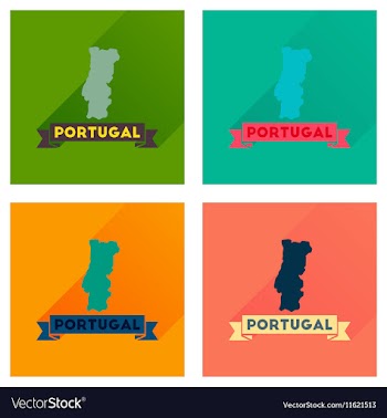 Concept flat icons with long shadow Portugal map vector image