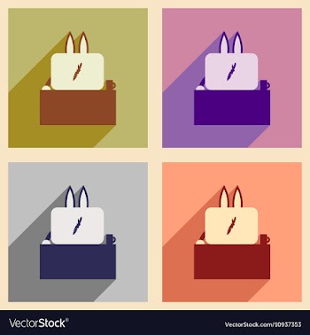 Concept flat icons with long shadow rabbit cartoon vector image