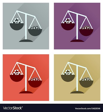 Concept flat icons with long shadow scales money vector image