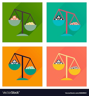 Concept flat icons with long shadow scales money vector image