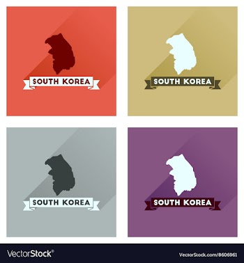 Concept flat icons with long shadow South Korea vector image
