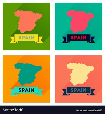 Concept flat icons with long shadow Spain map vector image