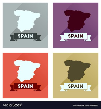 Concept flat icons with long shadow Spain map vector image