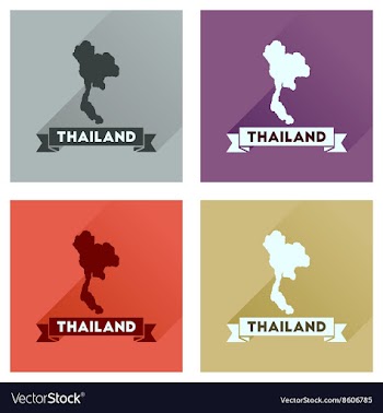 Concept flat icons with long shadow Thailand map vector image