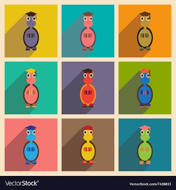 Concept flat icons with long shadow turtle cartoon vector image