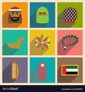 Concept flat icons with long shadow United Arab vector image
