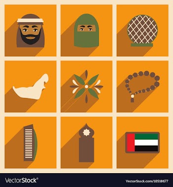 Concept flat icons with long shadow United Arab vector image