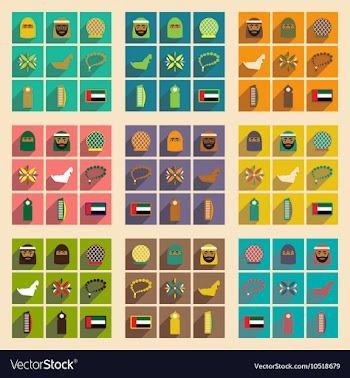 Concept flat icons with long shadow United Arab vector image