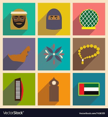 Concept flat icons with long shadow United Arab vector image
