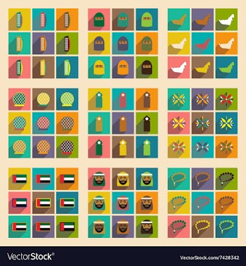 Concept flat icons with long shadow United Arab vector image