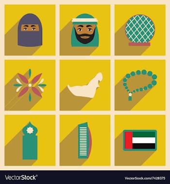 Concept flat icons with long shadow United Arab vector image