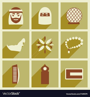 Concept flat icons with long shadow United Arab vector image