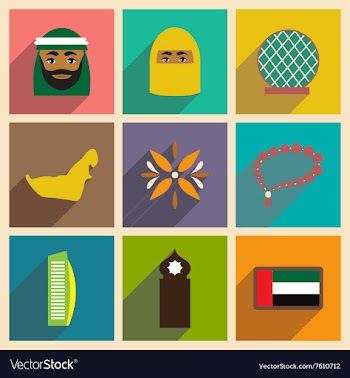 Concept flat icons with long shadow United Arab vector image