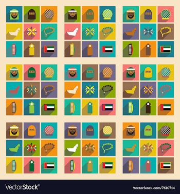 Concept flat icons with long shadow United Arab vector image
