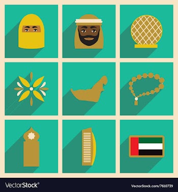 Concept flat icons with long shadow United Arab vector image
