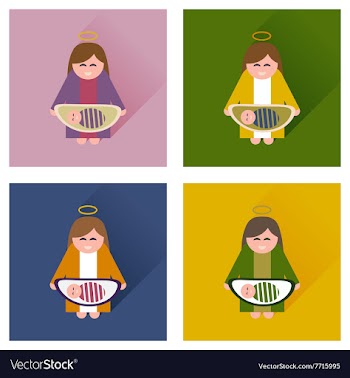 Concept flat icons with long shadow Virgin Mary vector image