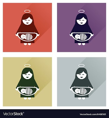 Concept flat icons with long shadow Virgin Mary vector image