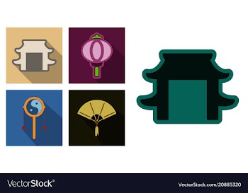Concept of flat icons in chinese style and vector image