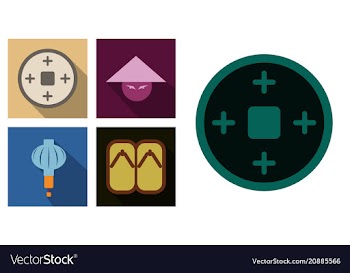 Concept of flat icons in chinese style and vector image
