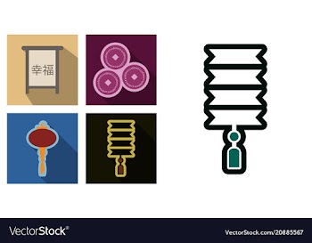 Concept of flat icons in chinese style and vector image