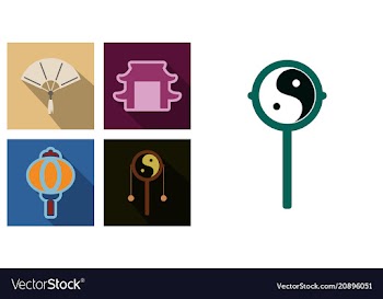 Concept of flat icons in chinese style and vector image