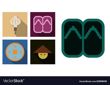 Concept of flat icons in chinese style and vector image