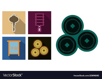 Concept of flat icons in chinese style and vector image